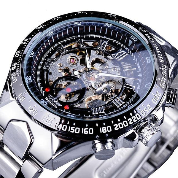 Ultra Luxury Automatic Skeleton Steel Watch - Steel/Black/Steel