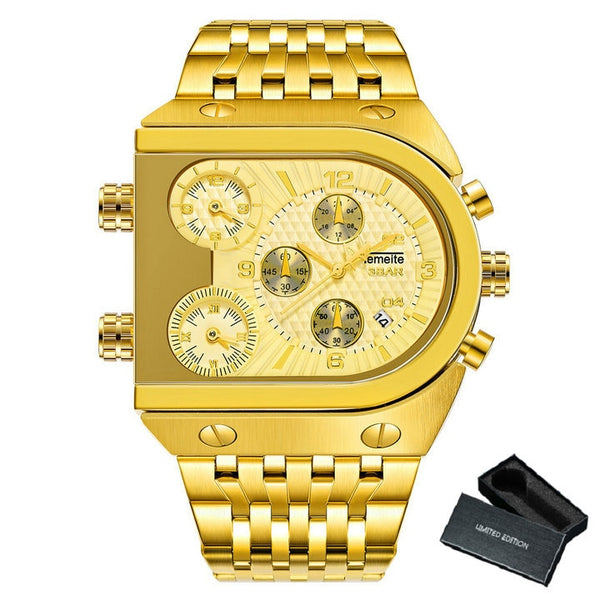 Luxury Mechanical Steel Chronograph Steel Band Watch - Gold/Gold