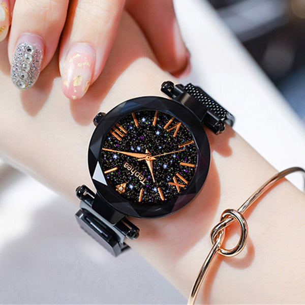 Luxury Elegant Starry Quartz Watch - Black